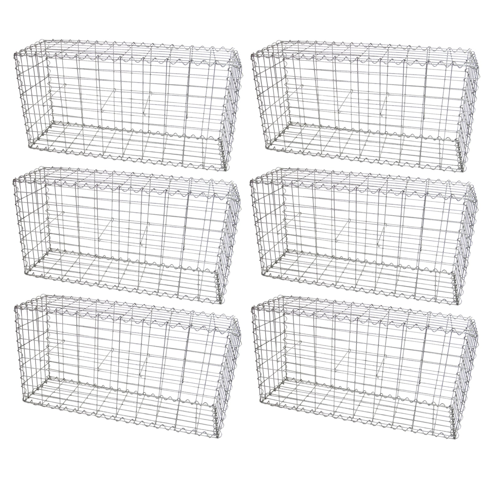 Q-Rax Gabbioni Acciaio 100x50x30 cm Set 6 Pezzi Giardino