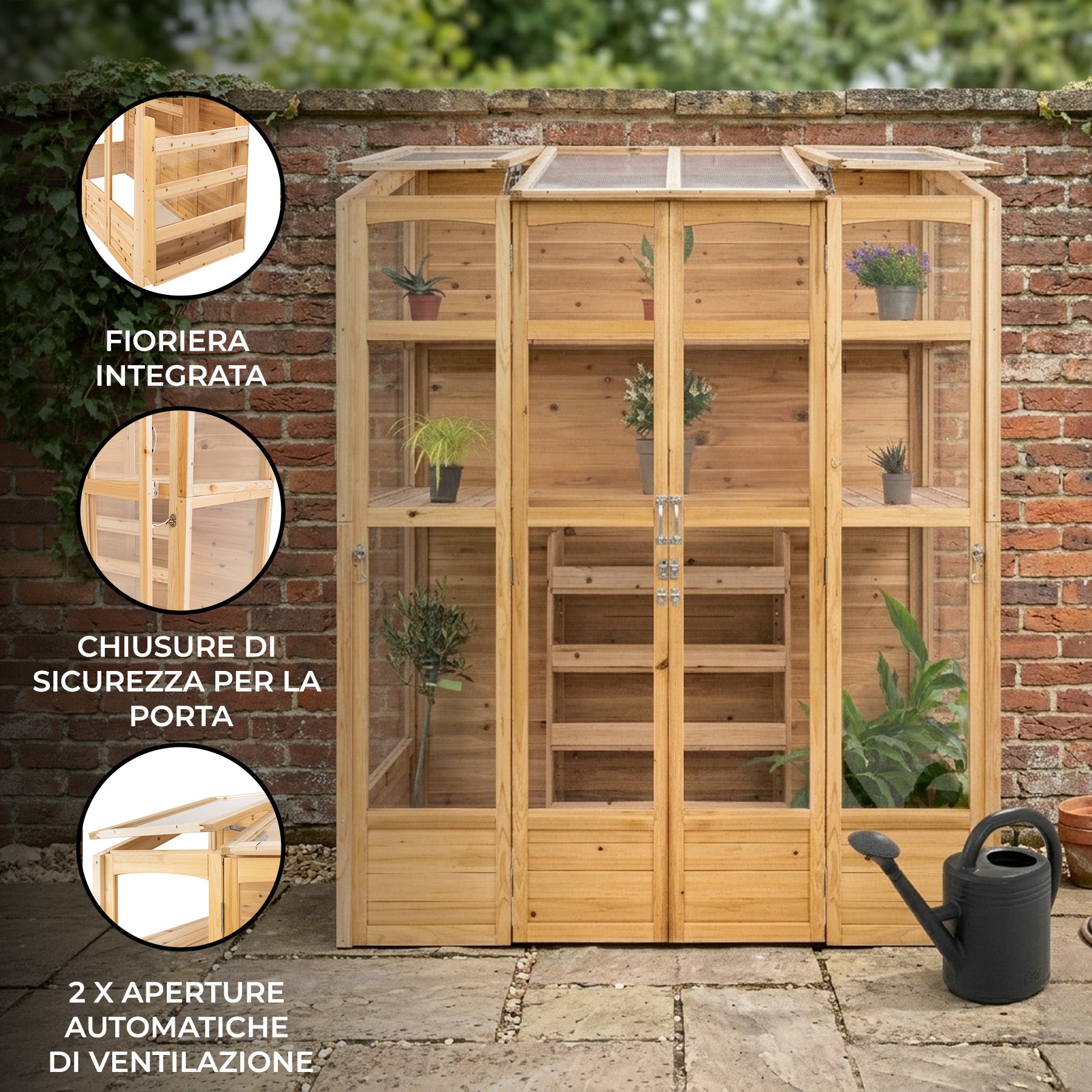 Q-Rax Vittoriana serra giardino legno naturale 152x61