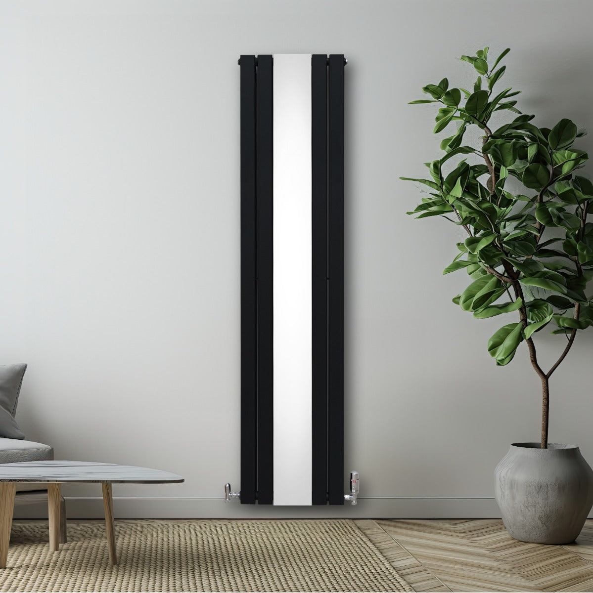 Q-Rax Radiatore a Specchio Piatto Nero 1800x425 mm Acciaio