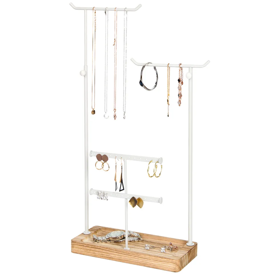 Jackcube Design portagioie bianco 4 livelli metallo legno