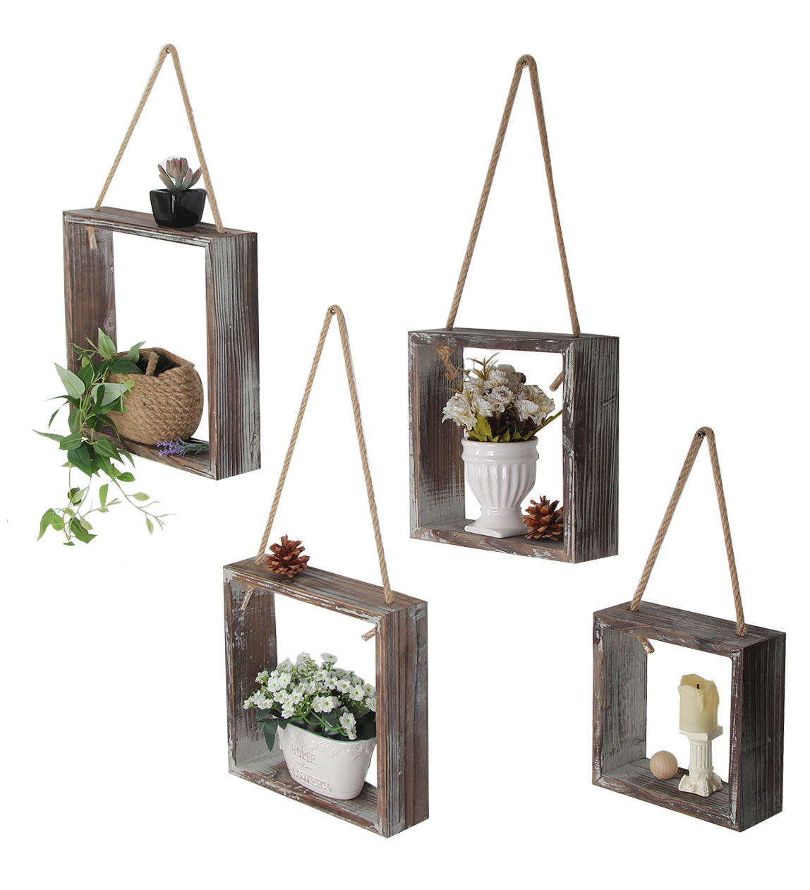 Jackcube Design Living Room Set 4 Mensole Quadrate Legno Rustico