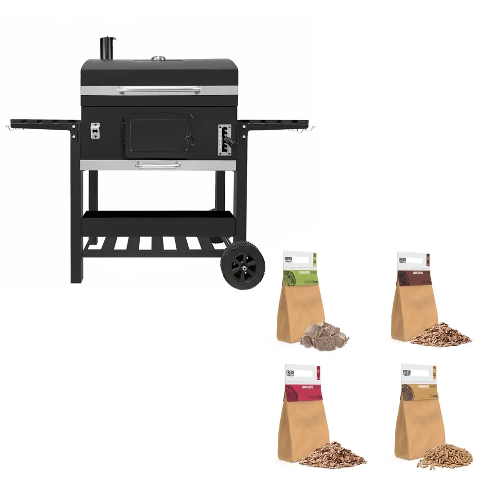 Q-Rax XXL Barbecue a Carbone con Griglia in Ghisa e Legna