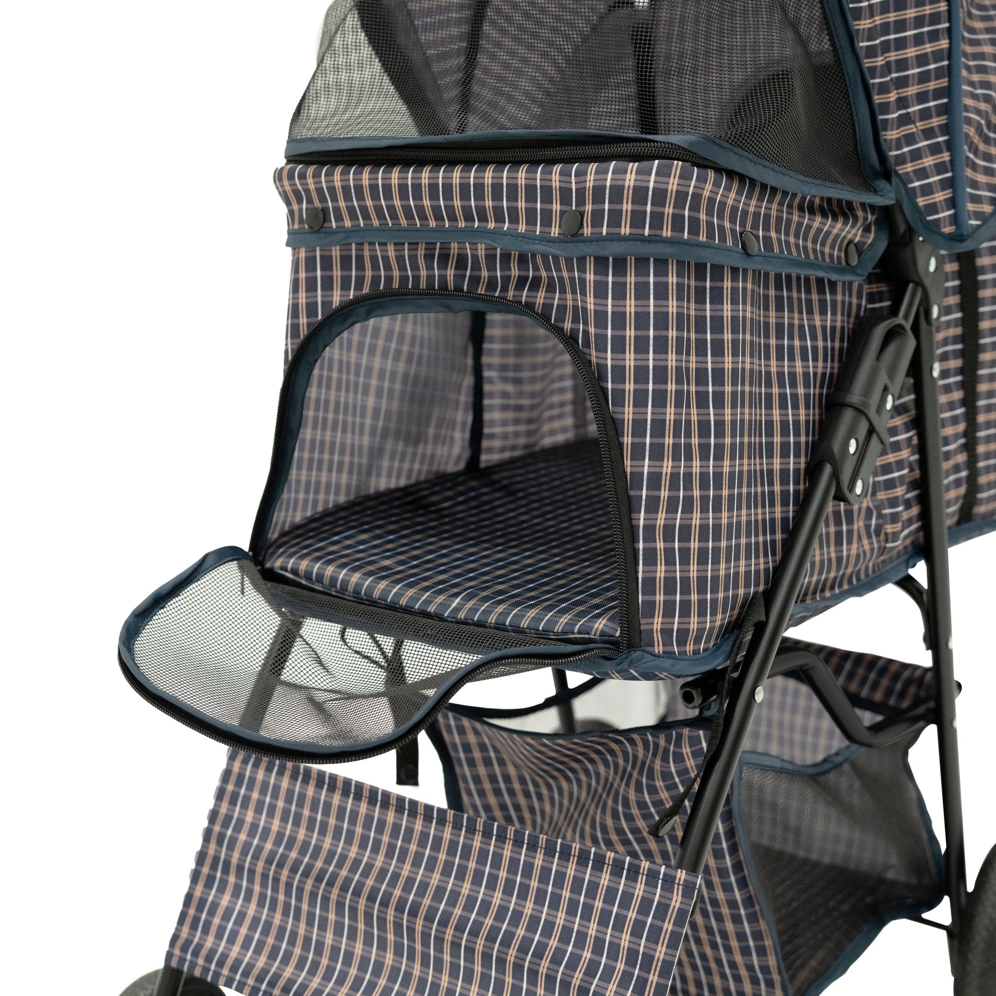 Q-Rax Accessori Casa Passeggino Cani Blu Tartan Antipioggia