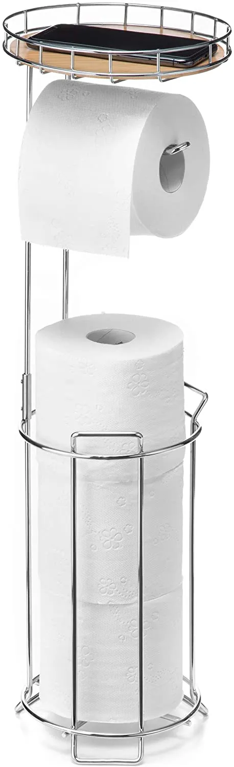 Jackcube Design Bathroom Piantana Carta Igienica Acciaio Bambù 3 Rotoli