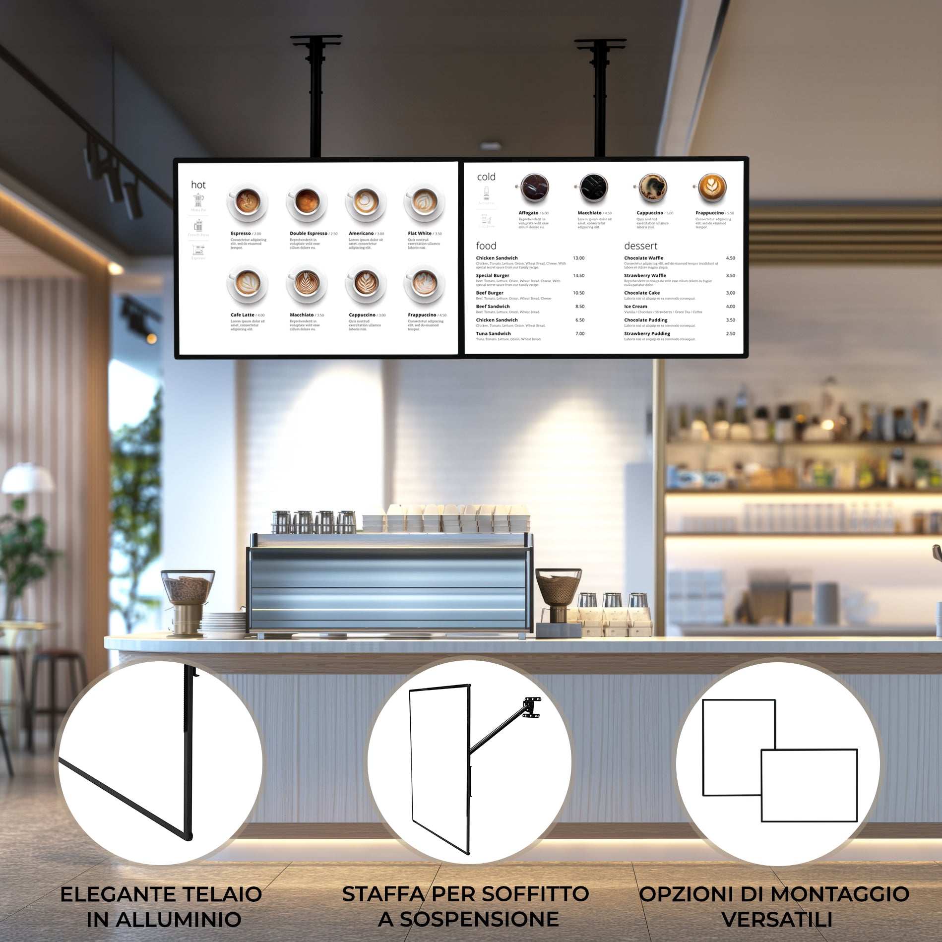 Q-Rax Light Box LED A2 cornice nera pubblicitario
