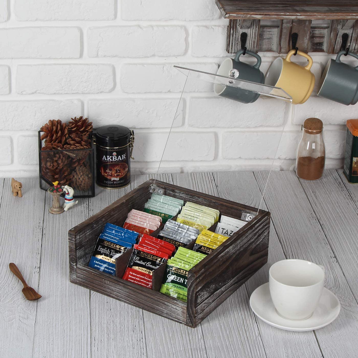 Jackcube Design Kitchen Portabustine Tè 9 Scomparti Legno