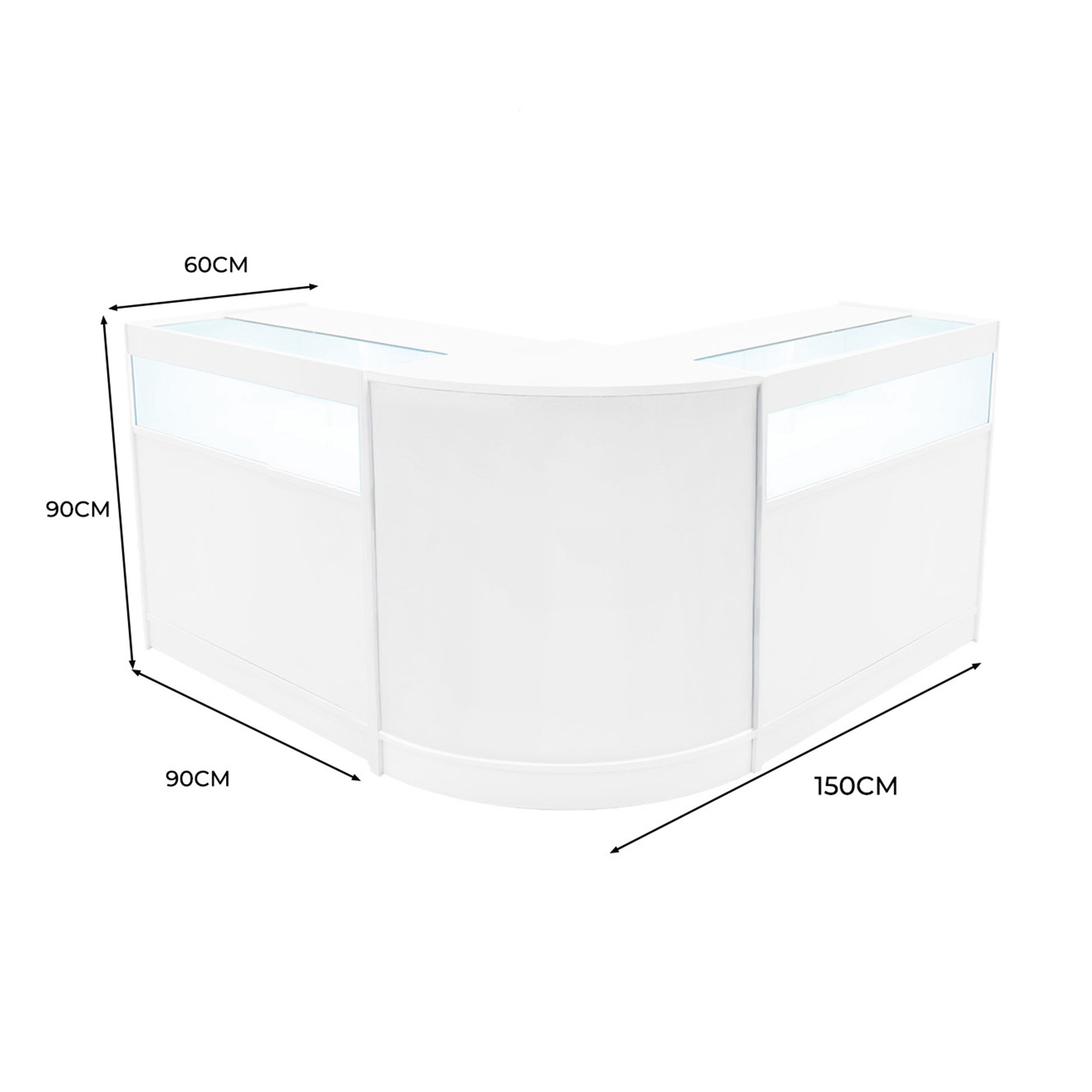 Q-Rax Iris set banconi LED B900x2+CM60 bianco vetro