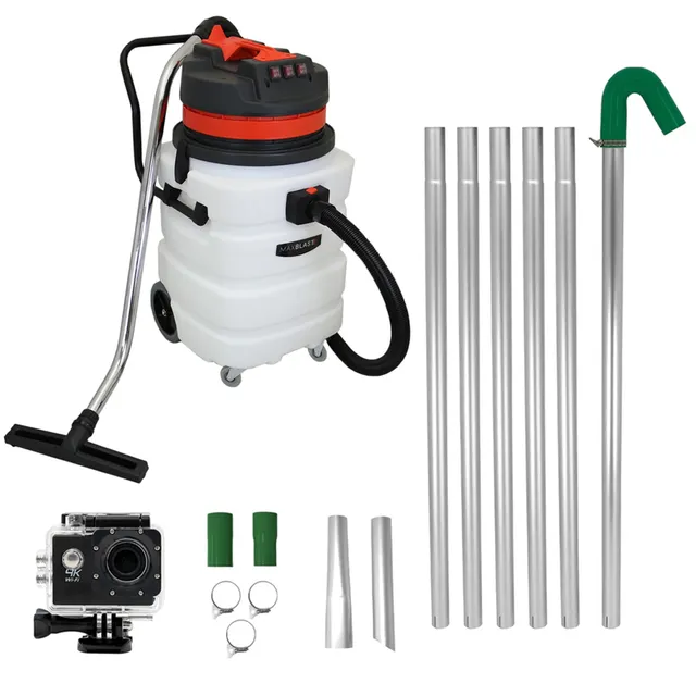 Q-Rax Aspiratore Umido Secco 90L con Aste 7,2 m e Camera 4K
