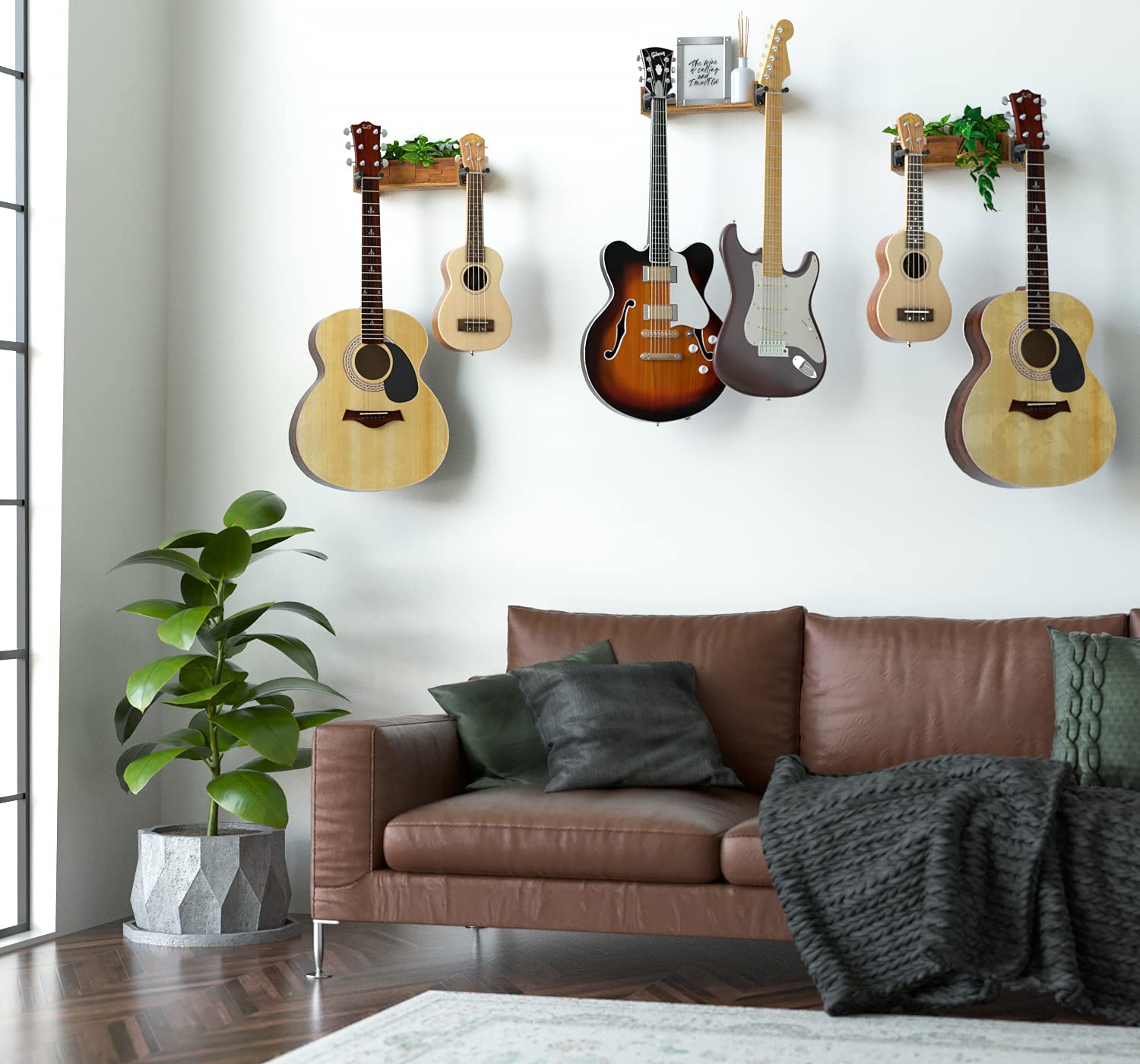 Jackcube Design Display Appendi Chitarra Parete Legno Set 3 Pezzi