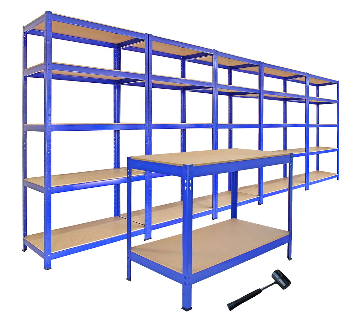 Q-Rax T-Rax scaffale garage blu 75x30 5 pezzi banco