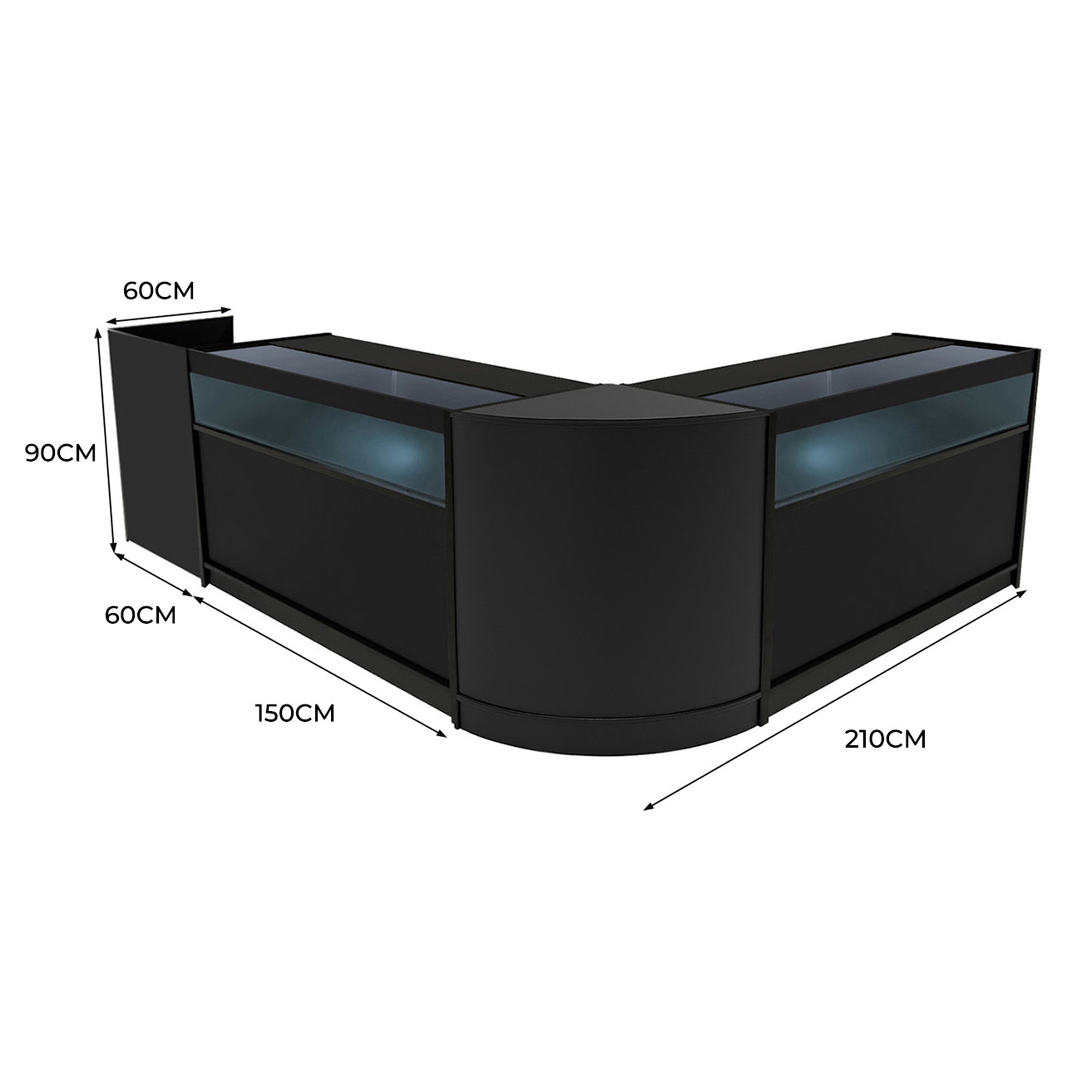Q-Rax Luna Set Banconi Negozio LED Nero CM60 TB60 B1500 banco vetrina