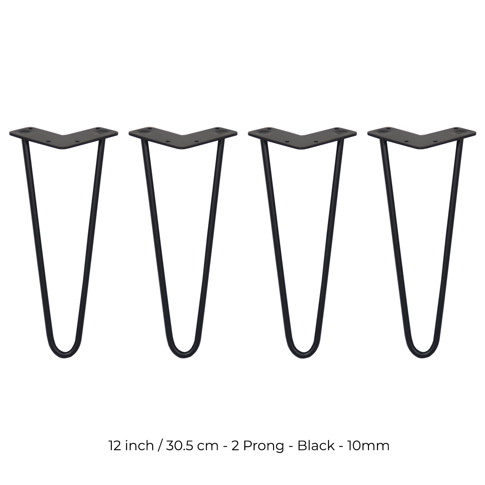 Q-Rax Gambe Per Tavoli a Forcina 30,5 cm Nere 4 Pezzi 10 mm