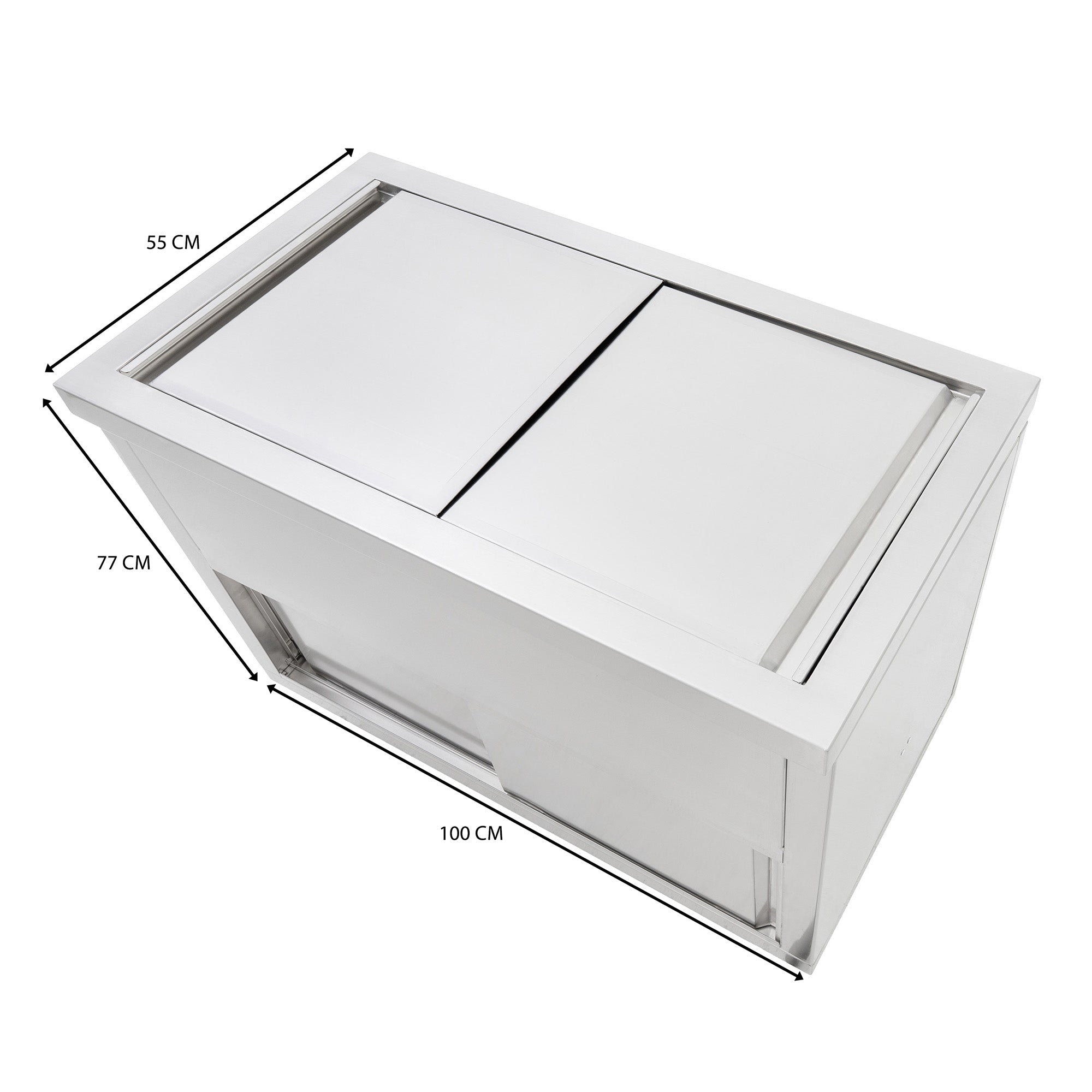 Q-Rax Carrello Portaghiaccio 100cm 109L Inox con Ruote
