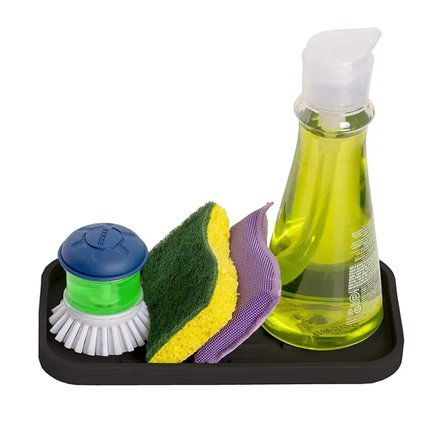HGYZE Porta Spugna e Scolapiatti Tappetino Silicone Nero 25,5x14