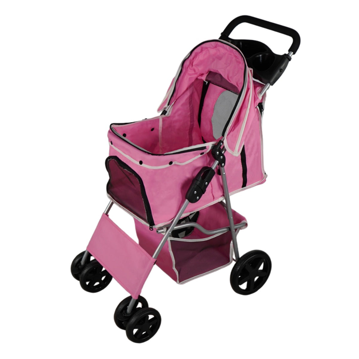 Q-Rax Passeggino Cani Rosa con Parapioggia 15 kg passeggino animali