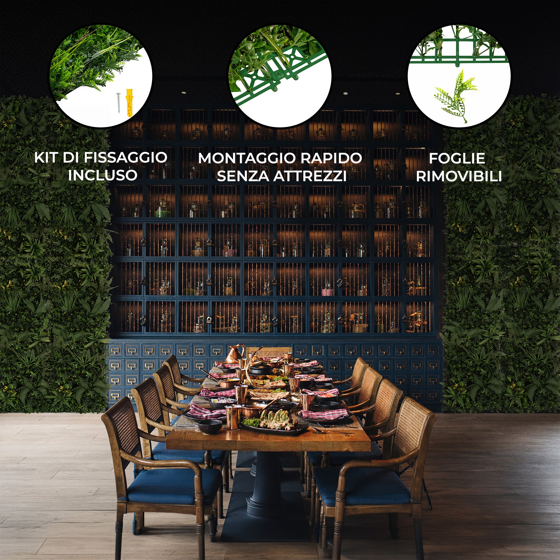Q-Rax Ayla Pannello Vegetale Artificiale 50x150 cm set x2