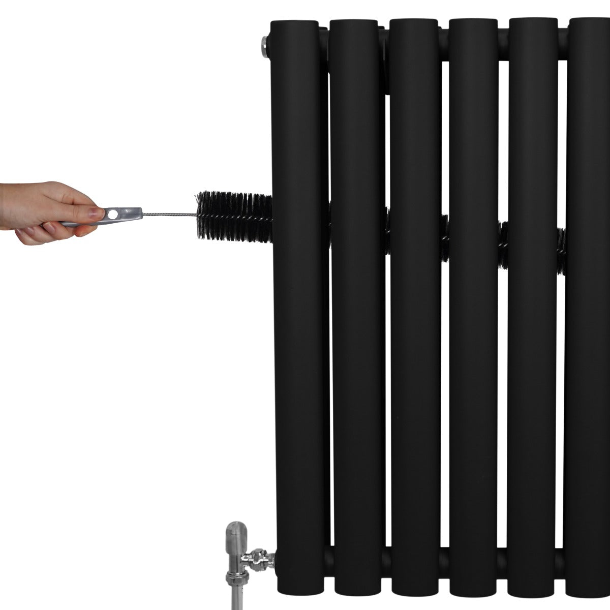 Q-Rax Radiatori Tradizionali Termosifone Ovale 600x600 Nero Valvole