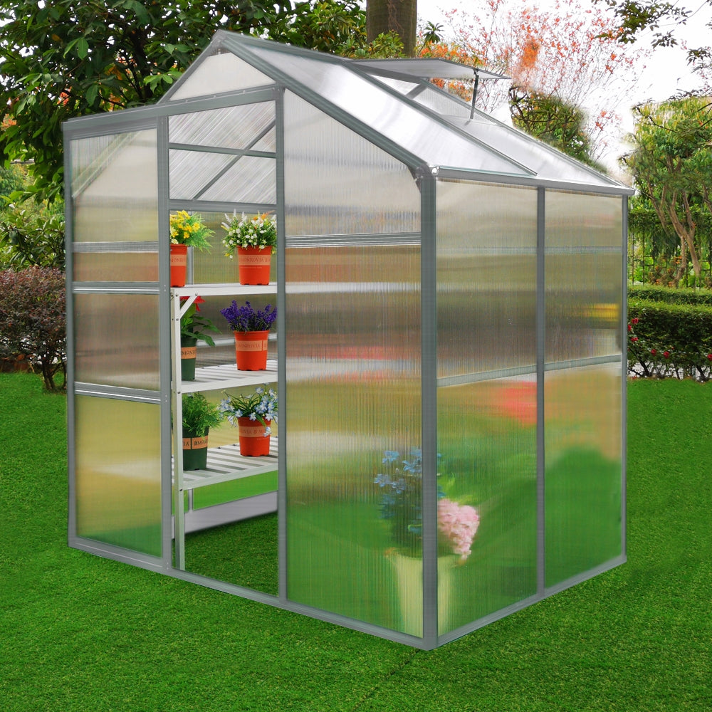 Q-Rax Deposito all'Aperto Serra Giardino Grigia 1,8x1,2m Alluminio