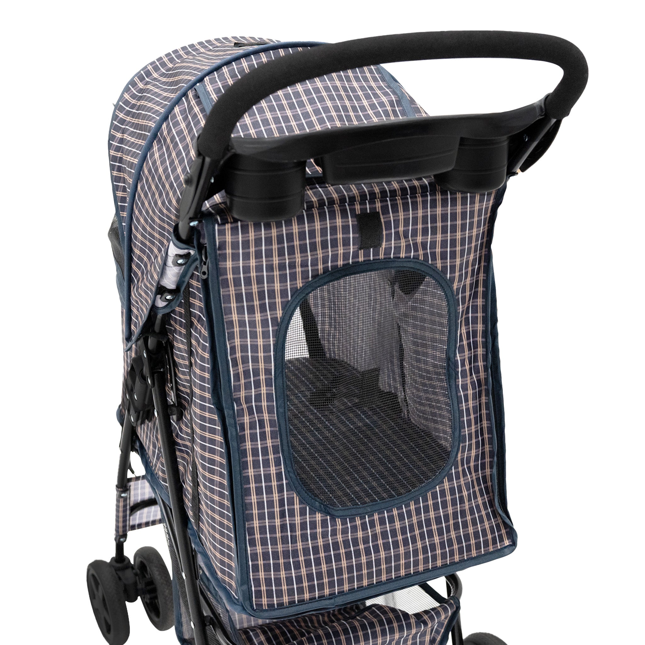 Q-Rax Accessori Casa Passeggino Cani Blu Tartan Antipioggia
