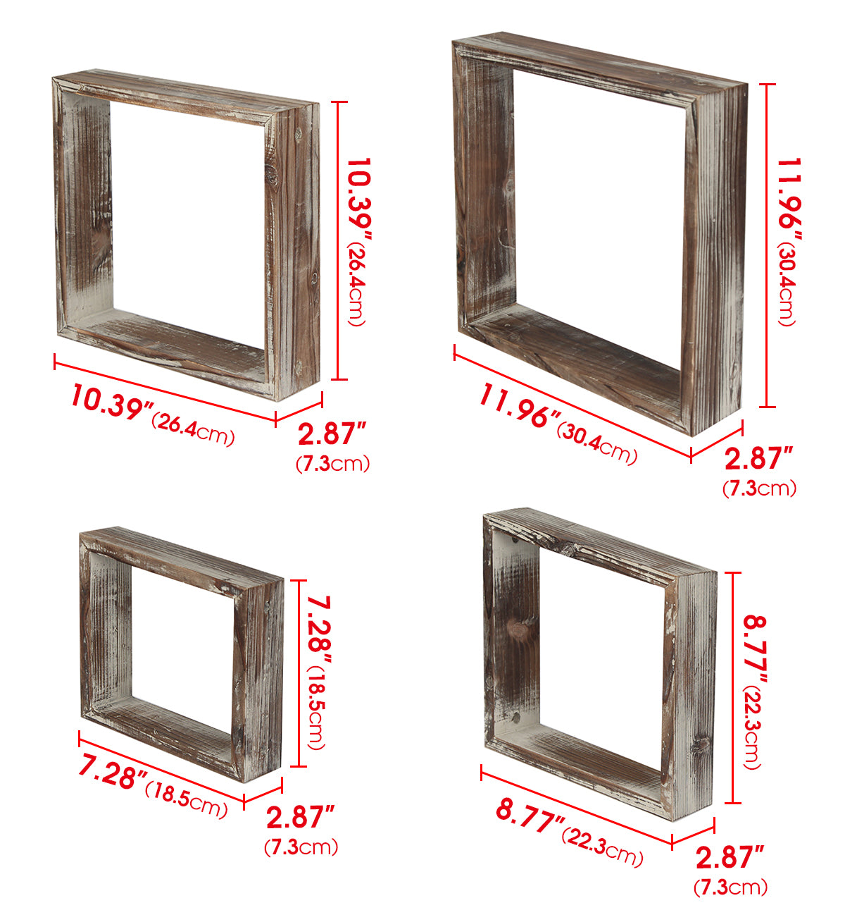 Jackcube Design Living Room Set 4 Mensole Quadrate Legno Rustico