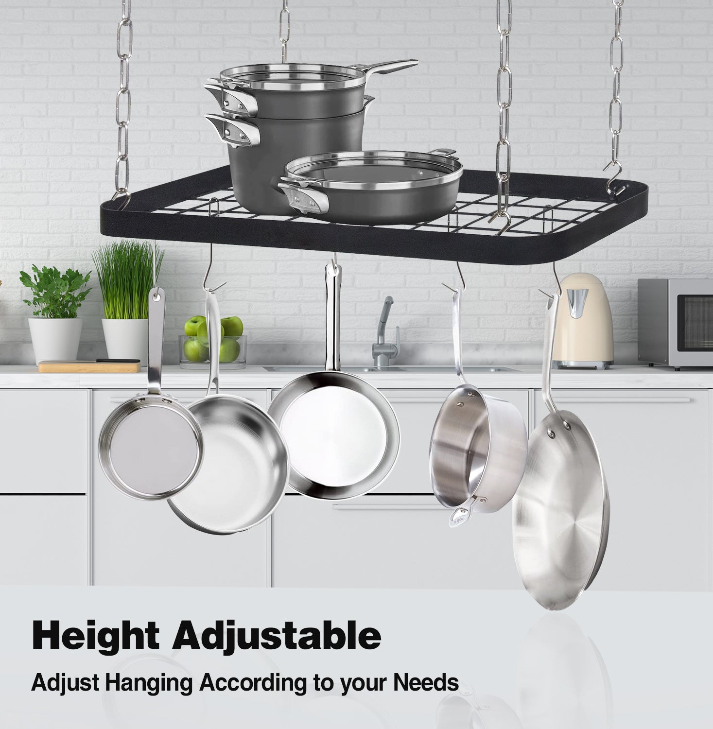 Jackcube Design Kitchen Porta Pentole Soffitto 8 Ganci Nero