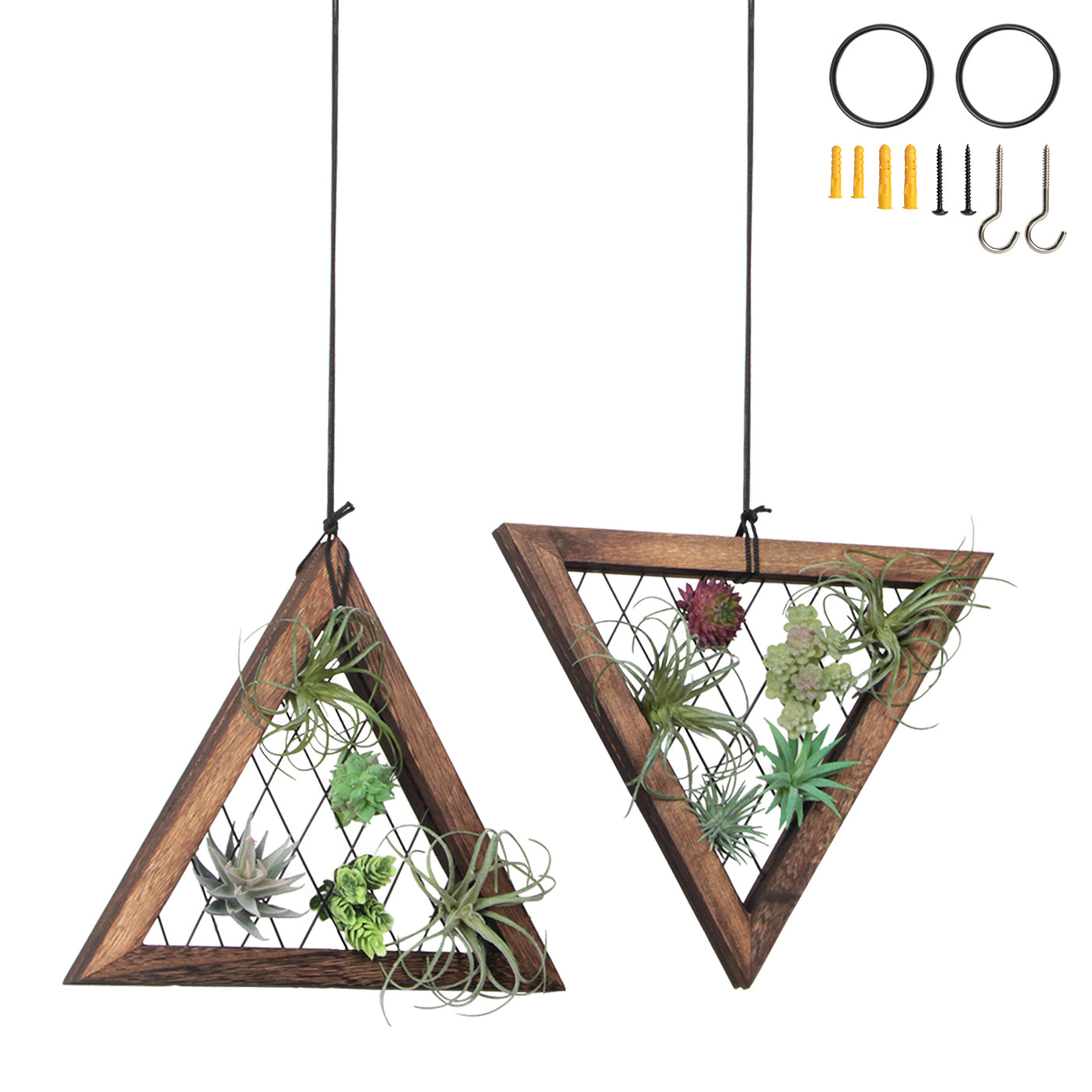 Jackcube Plant Set 2 Portapiante Sospeso Triangolo Legno