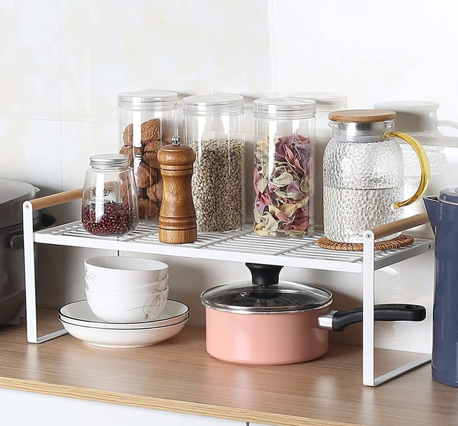 HGYZE Mensole Impilabili Cucina 50x21x20 cm bianco metallo
