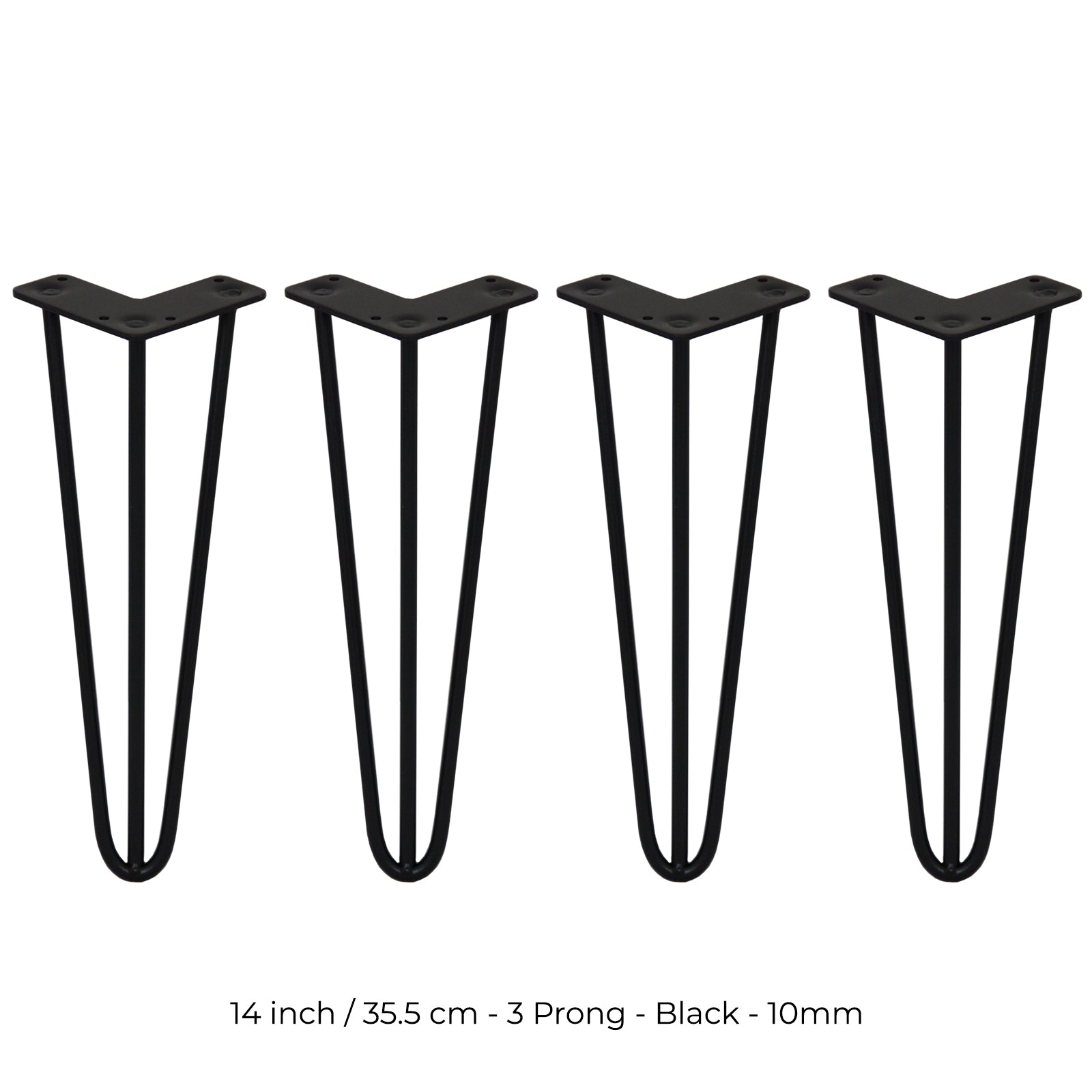 Q-Rax Gambe Per Tavoli a Forcina 35,5cm 10mm Nero 4 Pezzi