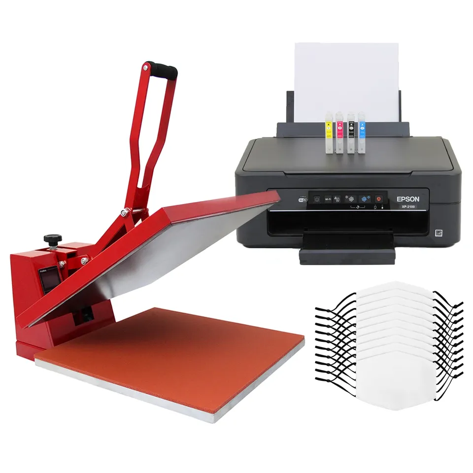 Q-Rax Kit Pressa a Caldo 38x38 + Stampante + Mascherine
