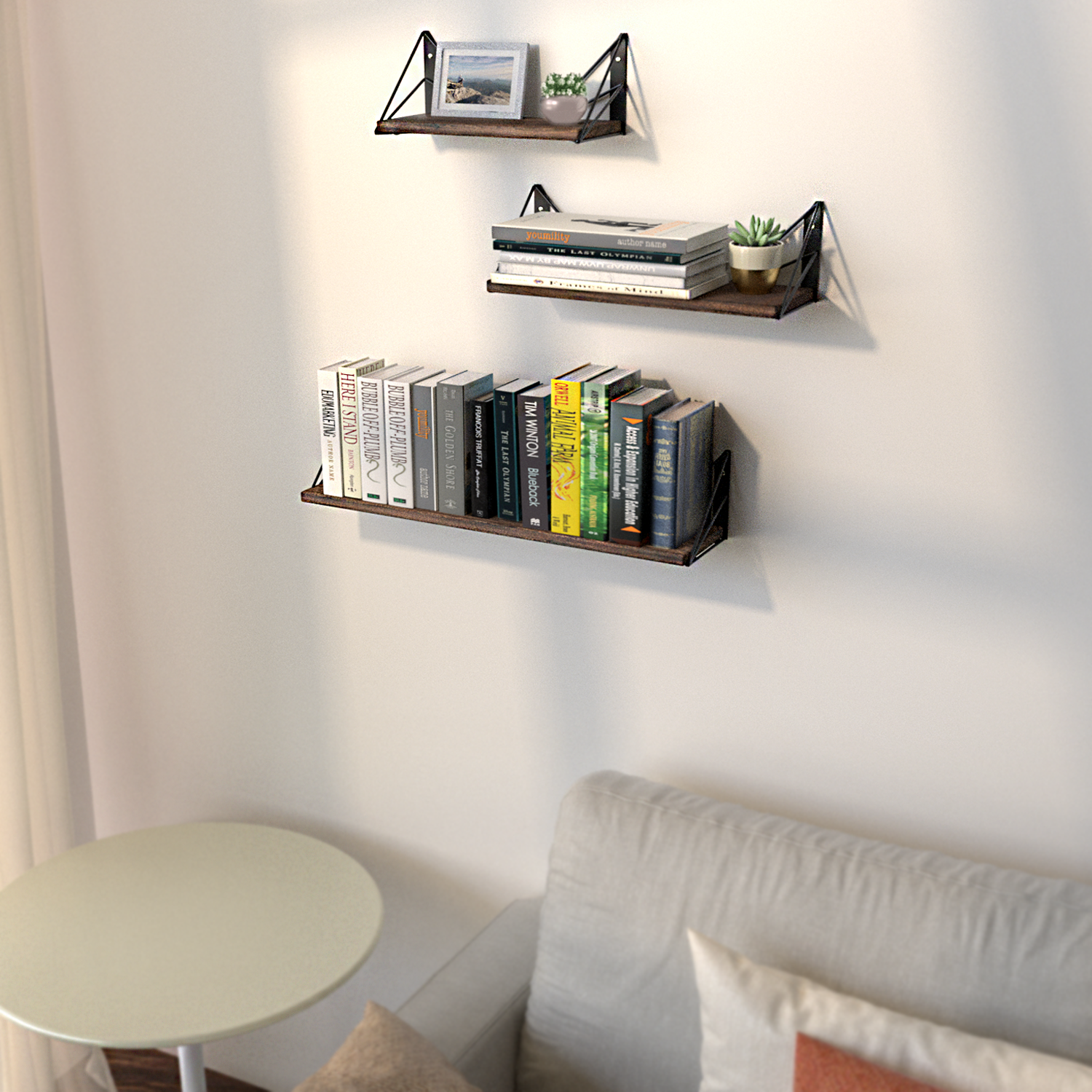 Jackcube Design Display set 3 mensole legno e metallo nero
