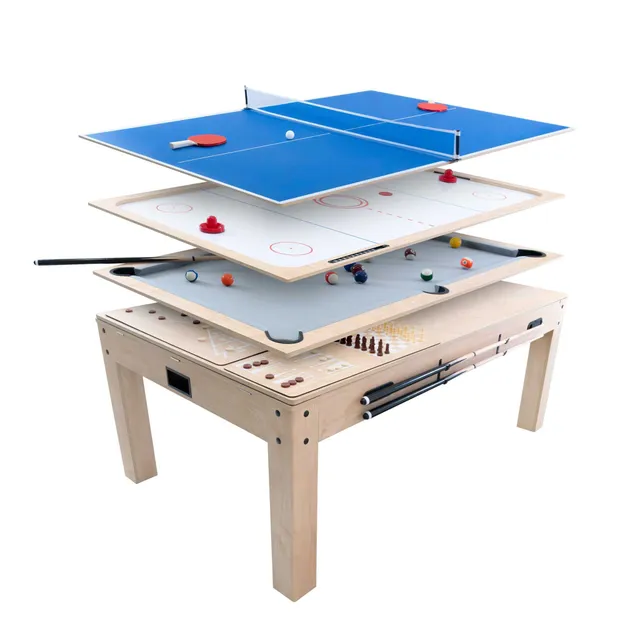 Q-Rax Tavolo Multigioco 7-in-1 213cm Legno Beige Biliardo