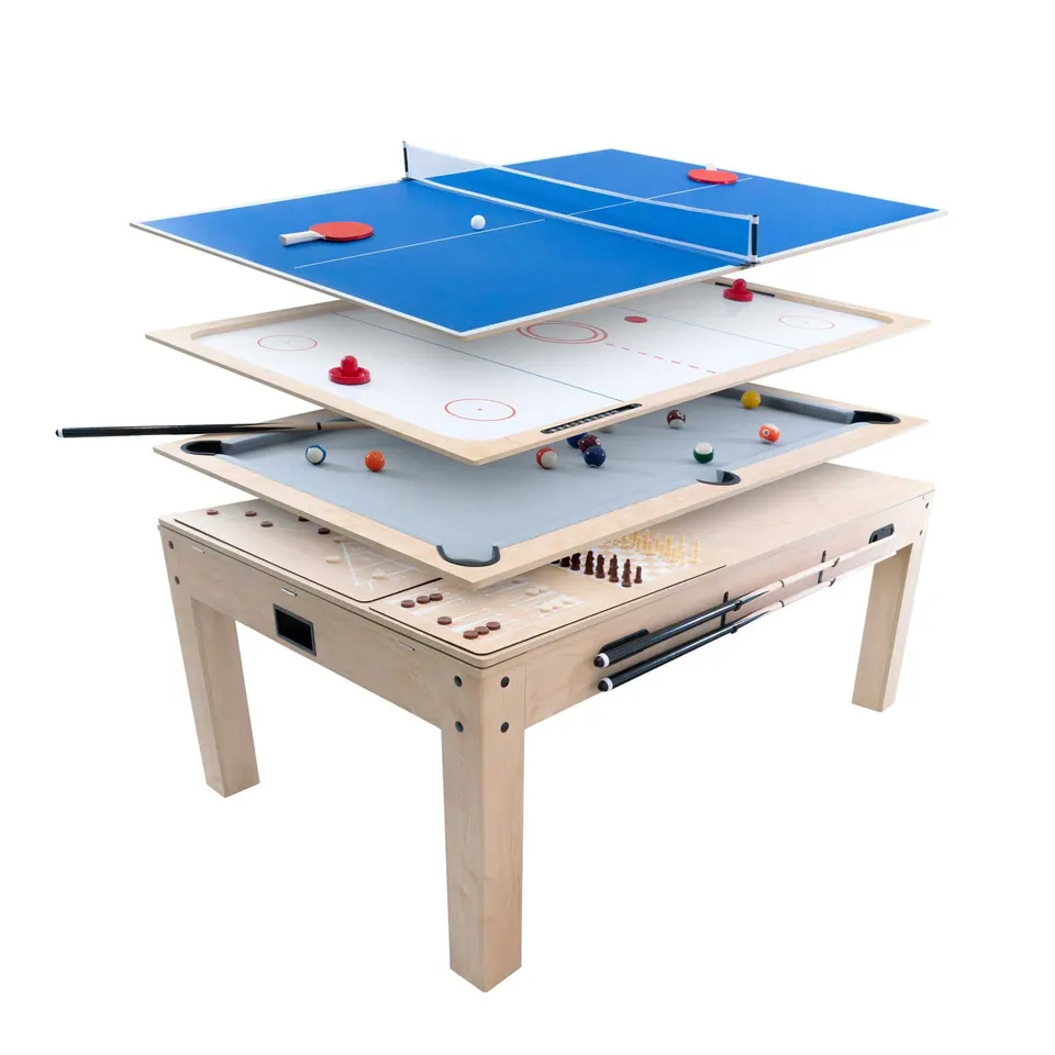 Q-Rax Tavolo Multigioco 7-in-1 213cm Legno Beige Biliardo