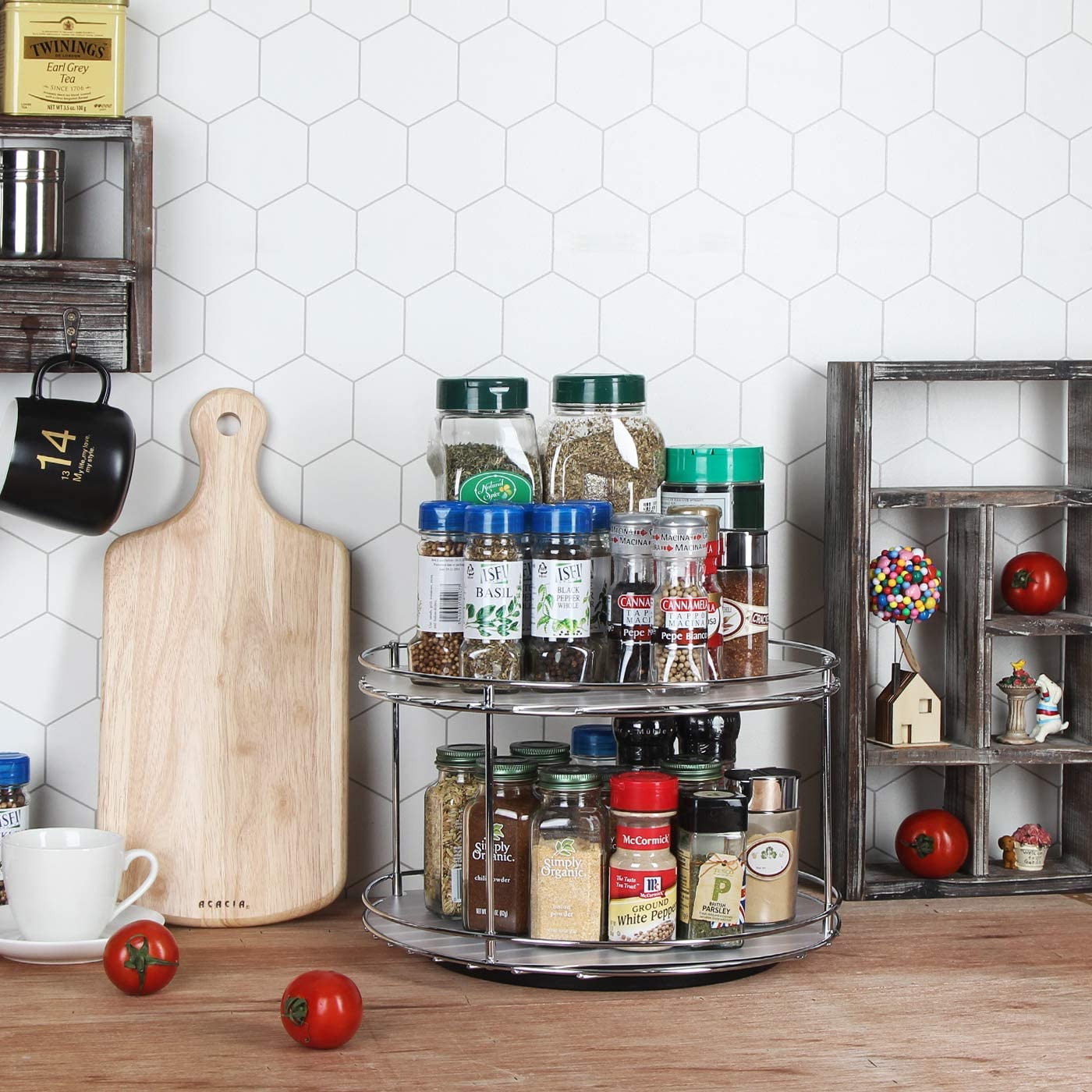 Jackcube Design Kitchen Portaspezie Girevole 2 Ripiani Acciaio