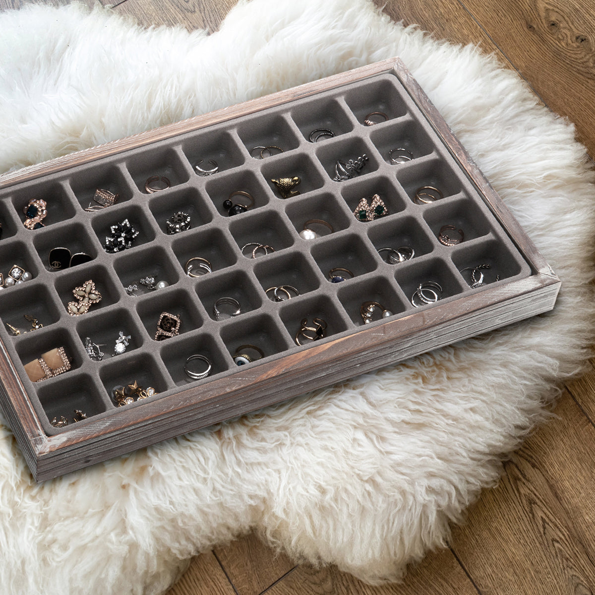 Jackcube Design Portacollane Legno 11 Scomparti Velluto