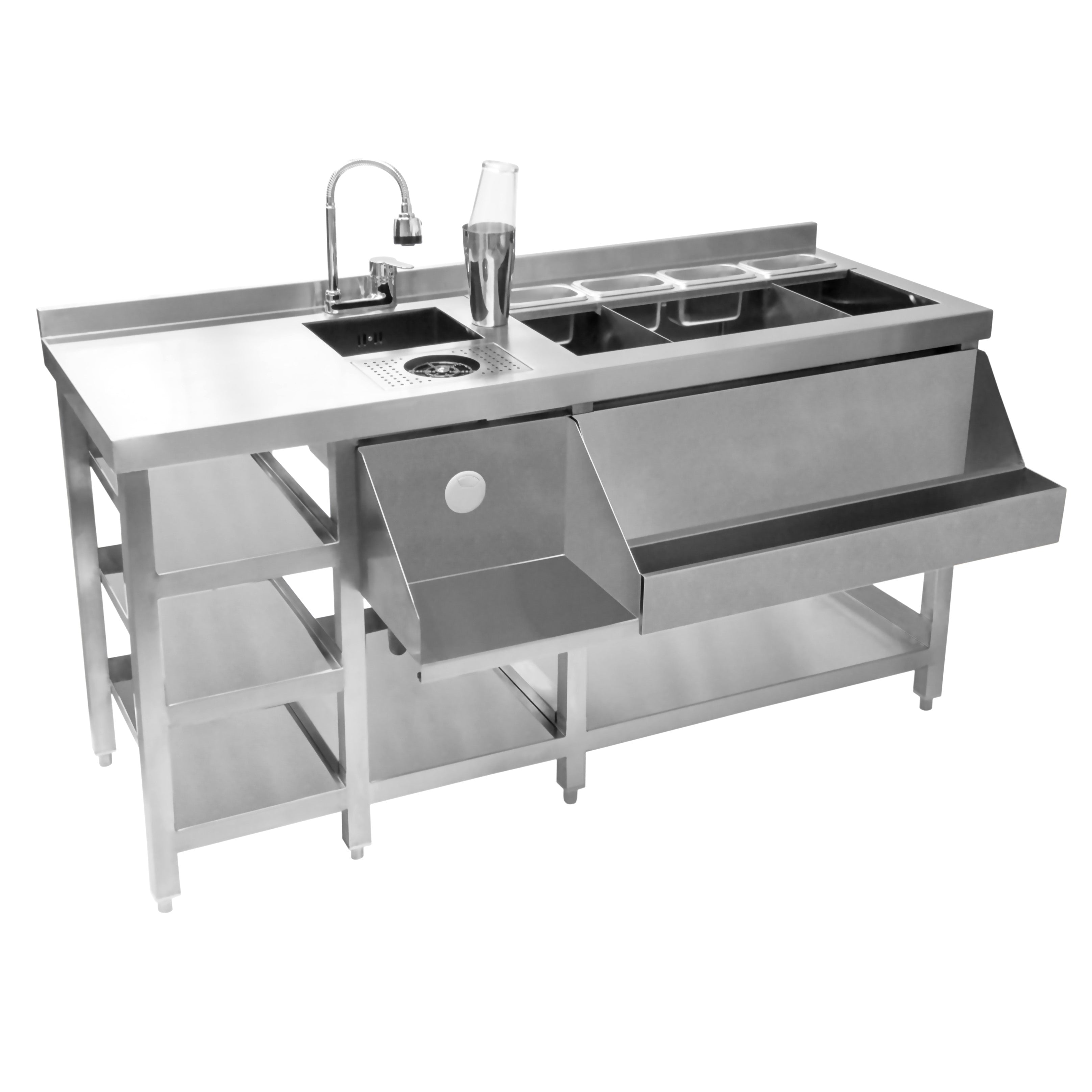 Q-Rax Postazione Cocktail Modulare Acciaio Inox con Ghiaccio