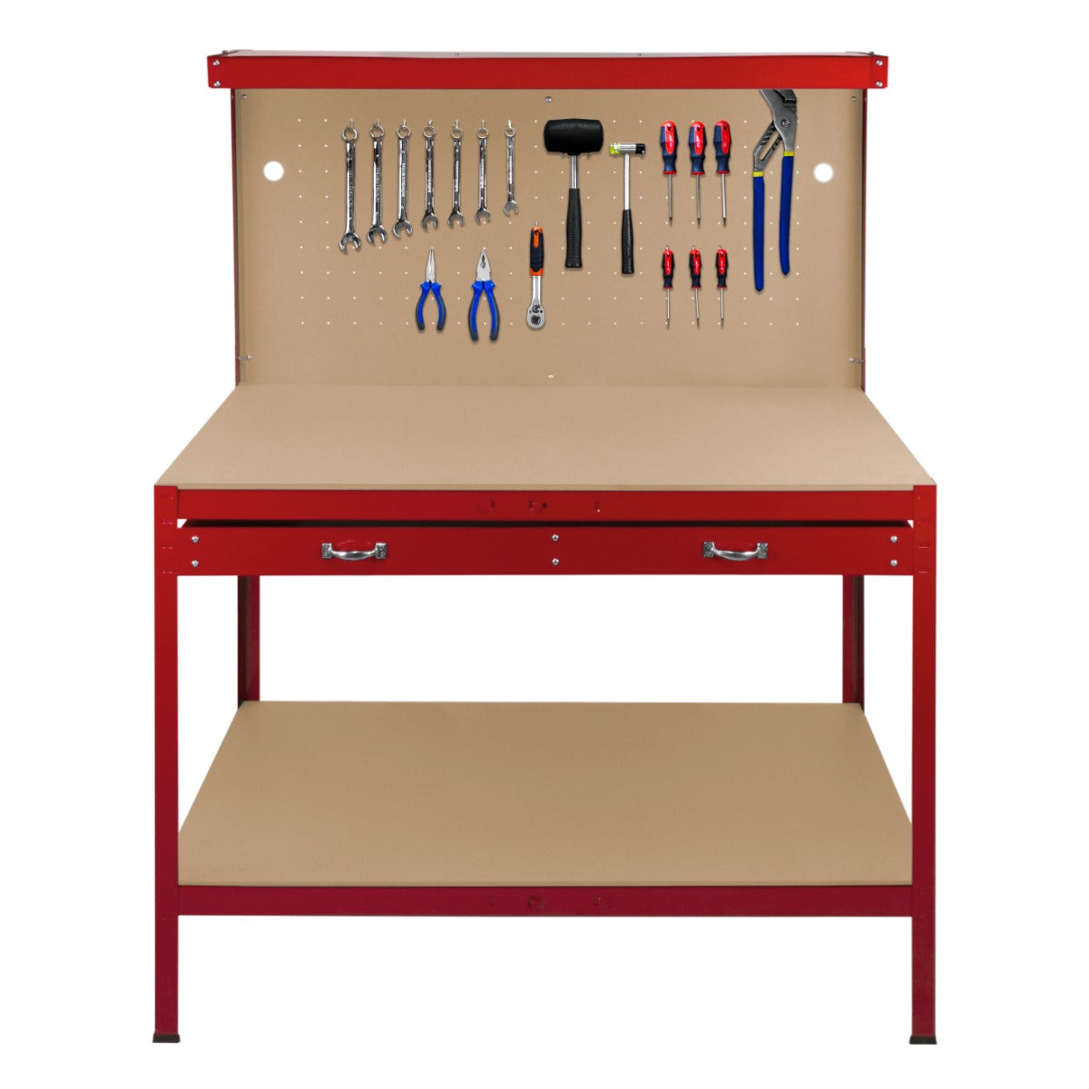Q-Rax Banchi da Lavoro banco da lavoro 120cm rosso con luce LED