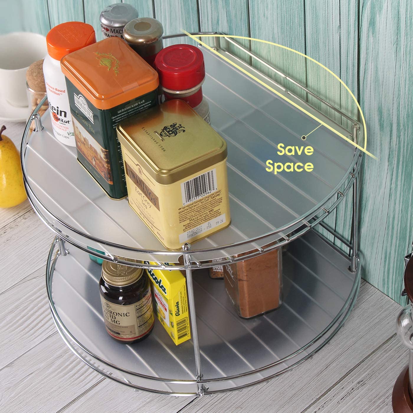 Jackcube Design Kitchen Portaspezie Girevole 2 Ripiani Acciaio