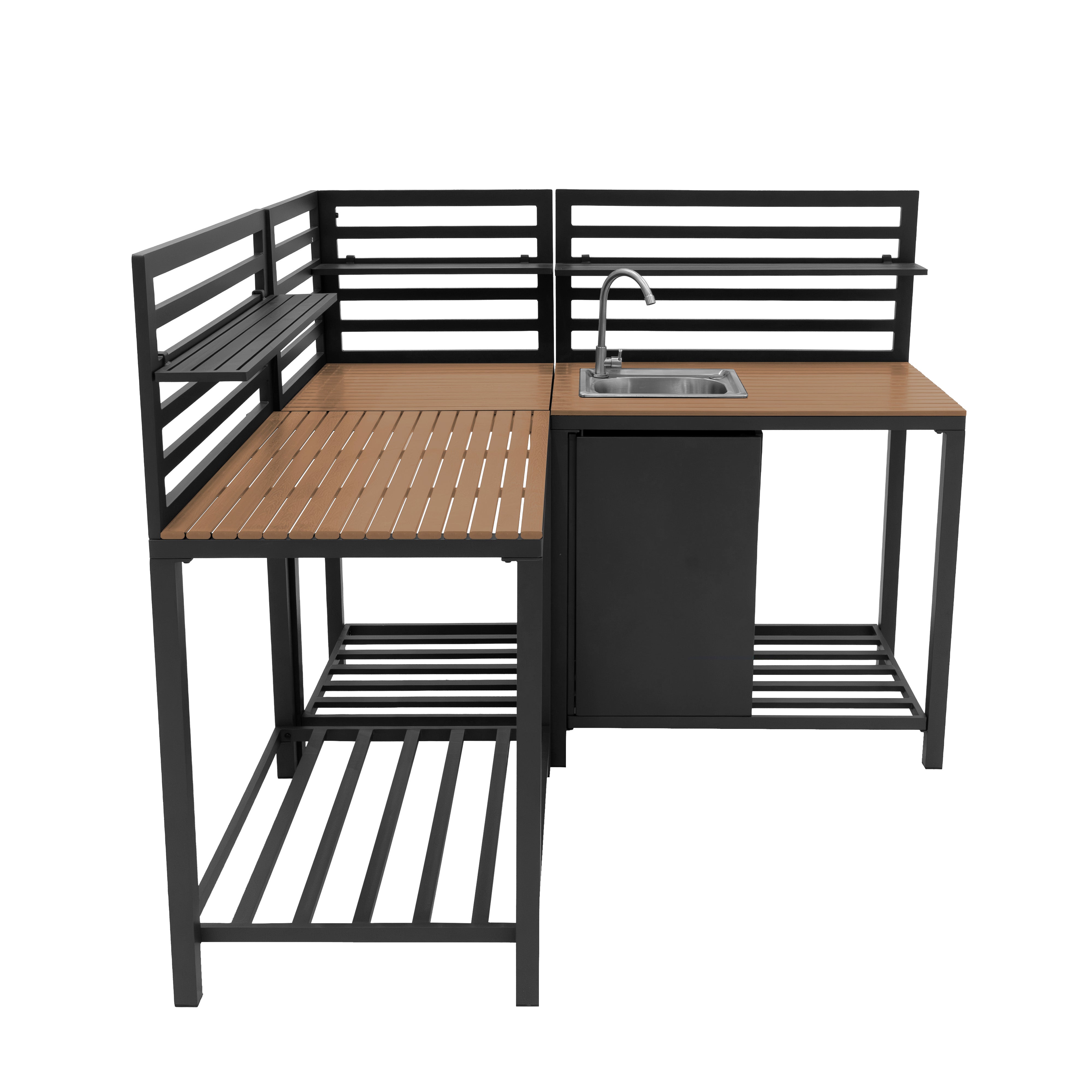 Q-Rax Mobili da Esterno Set Cucina Alluminio Lavello 3 Pezzi