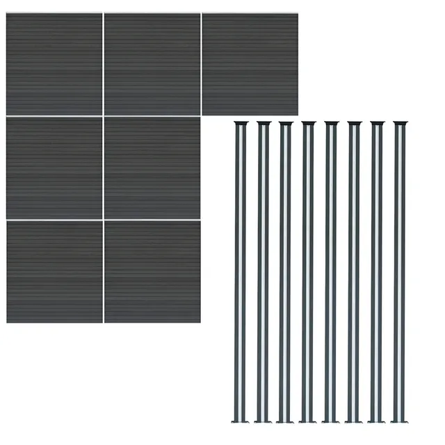 Q-Rax Set Recinzione 7 Pannelli + 8 Pali LED Alluminio Grigio