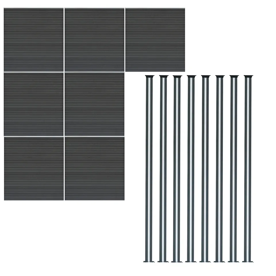 Q-Rax Set Recinzione 7 Pannelli + 8 Pali LED Alluminio Grigio