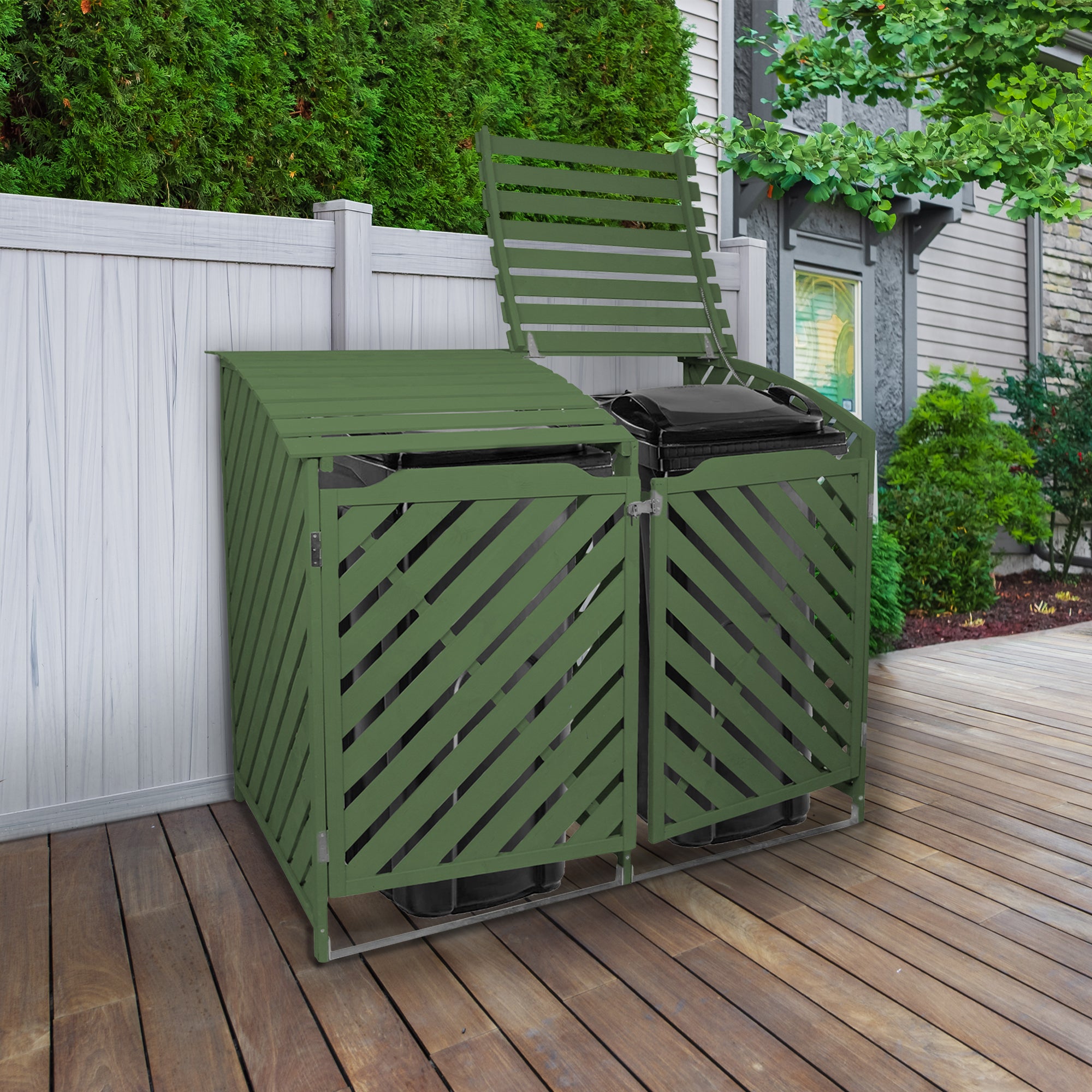 Q-Rax Copribidoni Doppio Legno Verde Salvia 2x240L