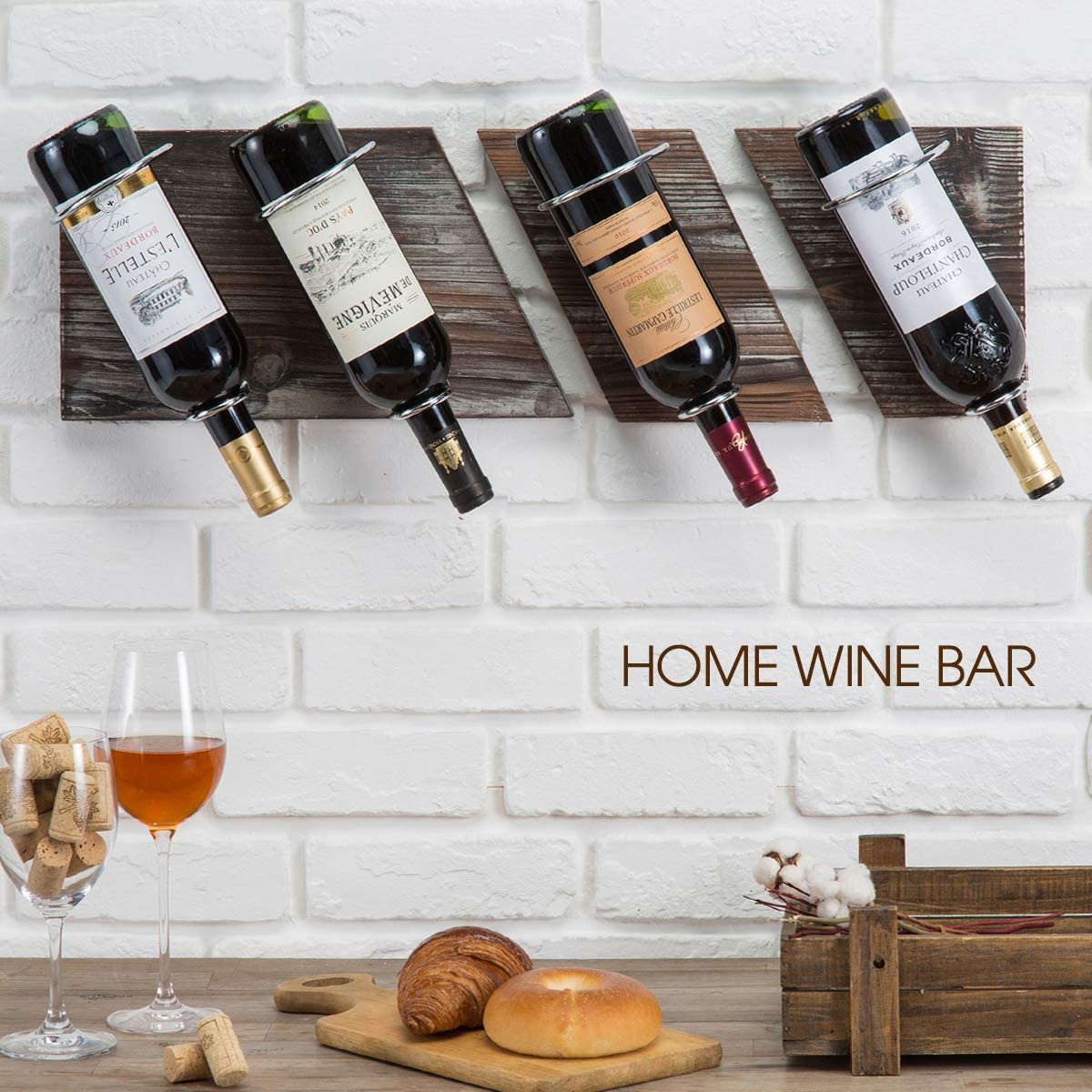 Jackcube Design Kitchen Portavino Parete 3 Pezzi Legno 4 Bottiglie