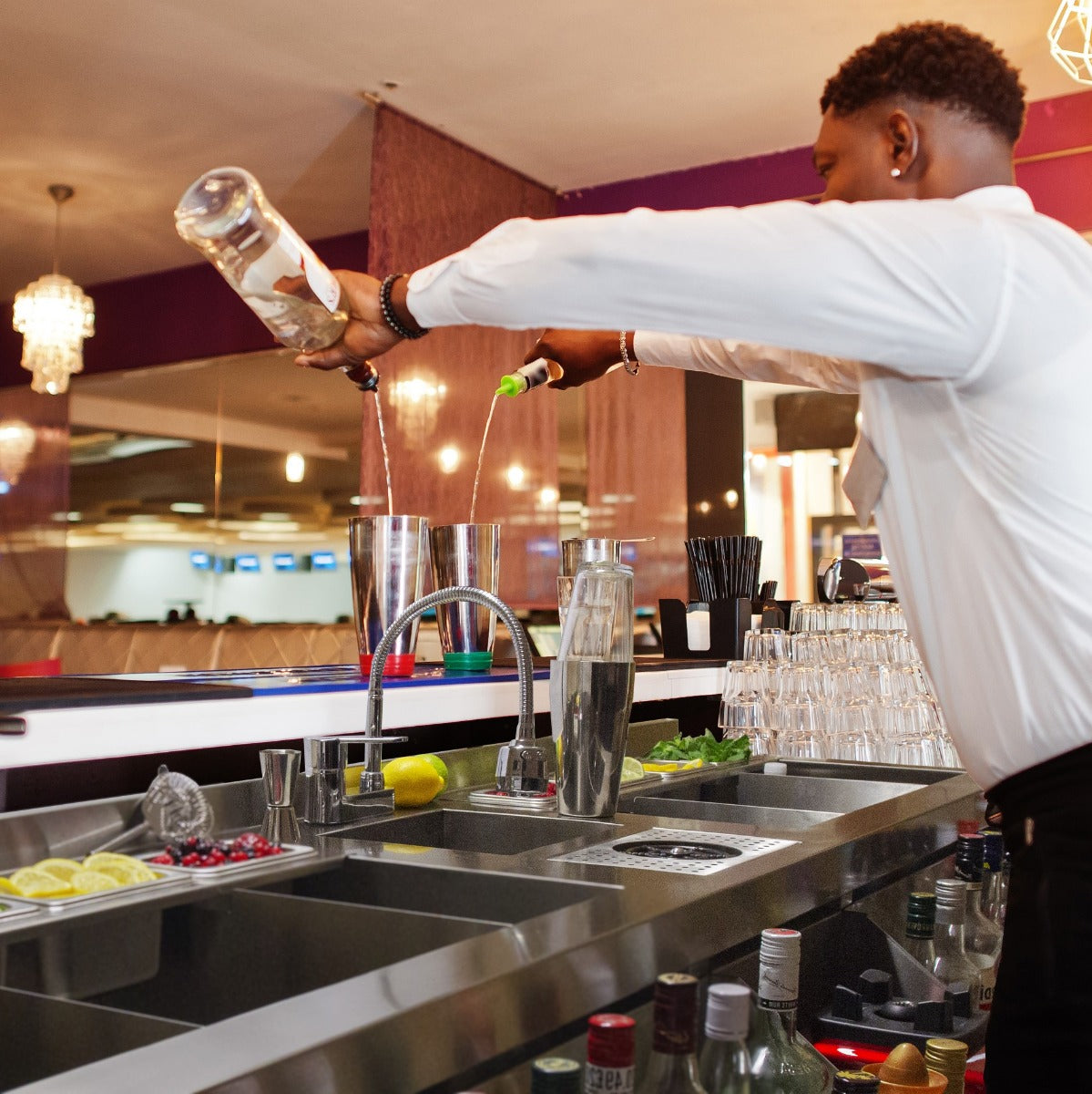 Q-Rax Barman Doppia Bancone Stazione Bar Inox con Ghiaccio