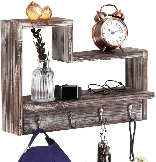 Jackcube Design Entryway mensola appendichiavi 4 ganci legno