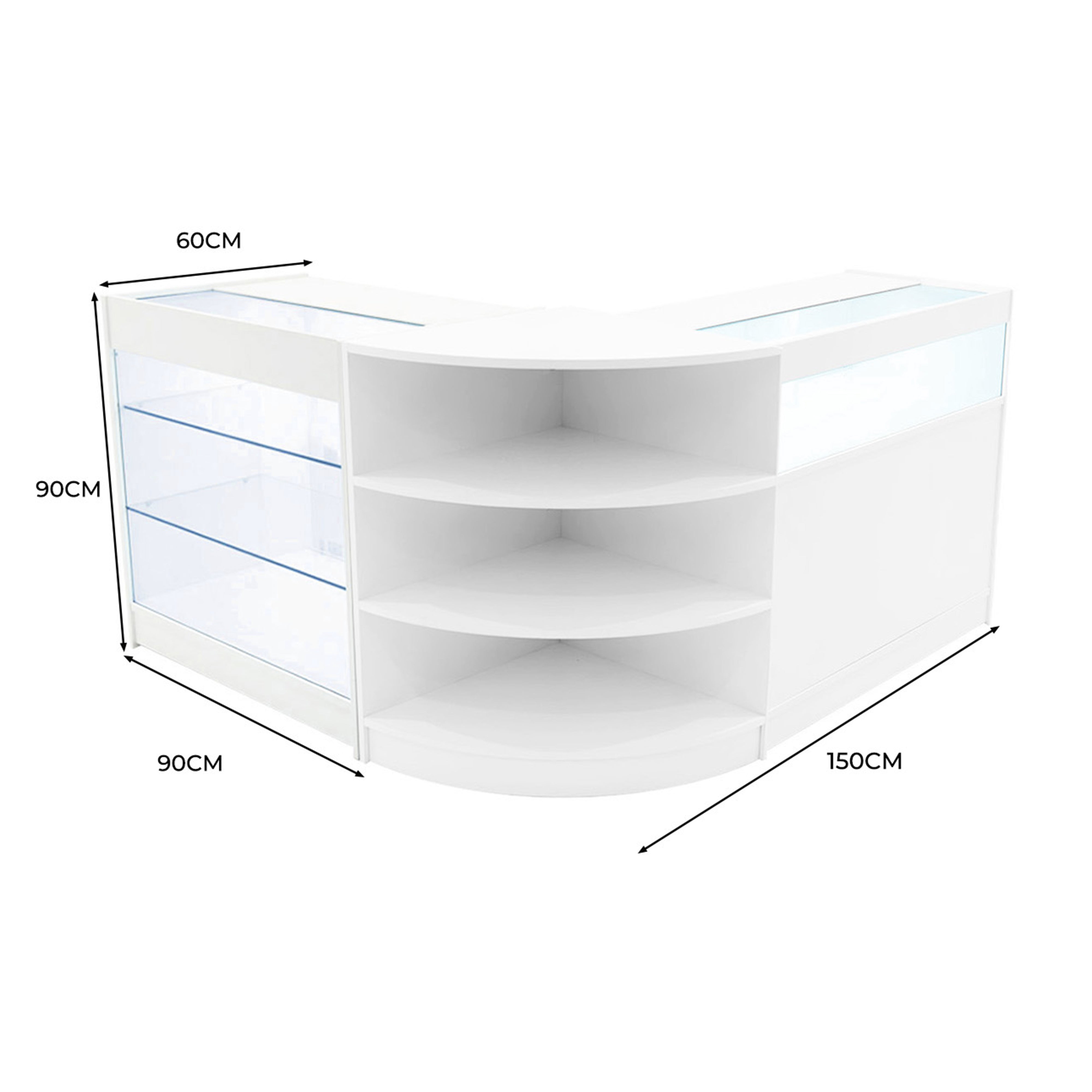 Q-Rax Banconi da Negozio Set Demeter LED K900 B900 LM60 Bianco