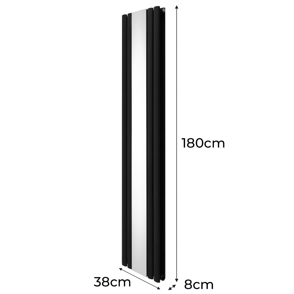Q-Rax Pannelli Piatti Ovale 1800x380 radiatore nero a specchio