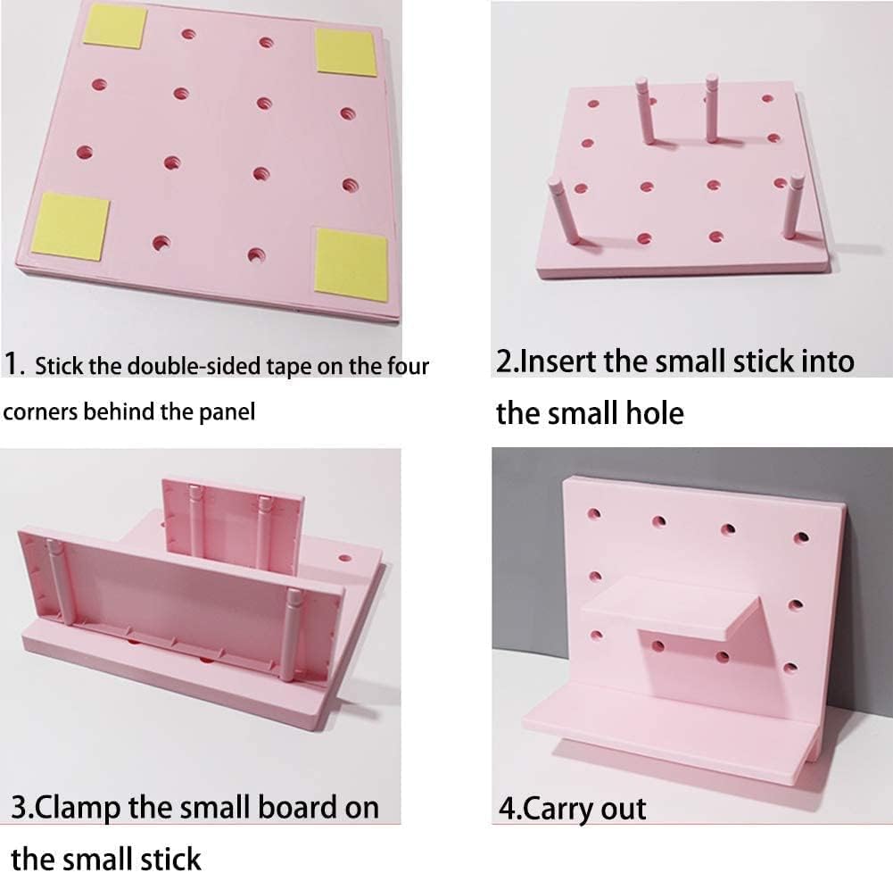 HGYZE Pioli per Pareti con Ripiani e Ganci Scaffale Rosa 4 Pezzi 22 cm