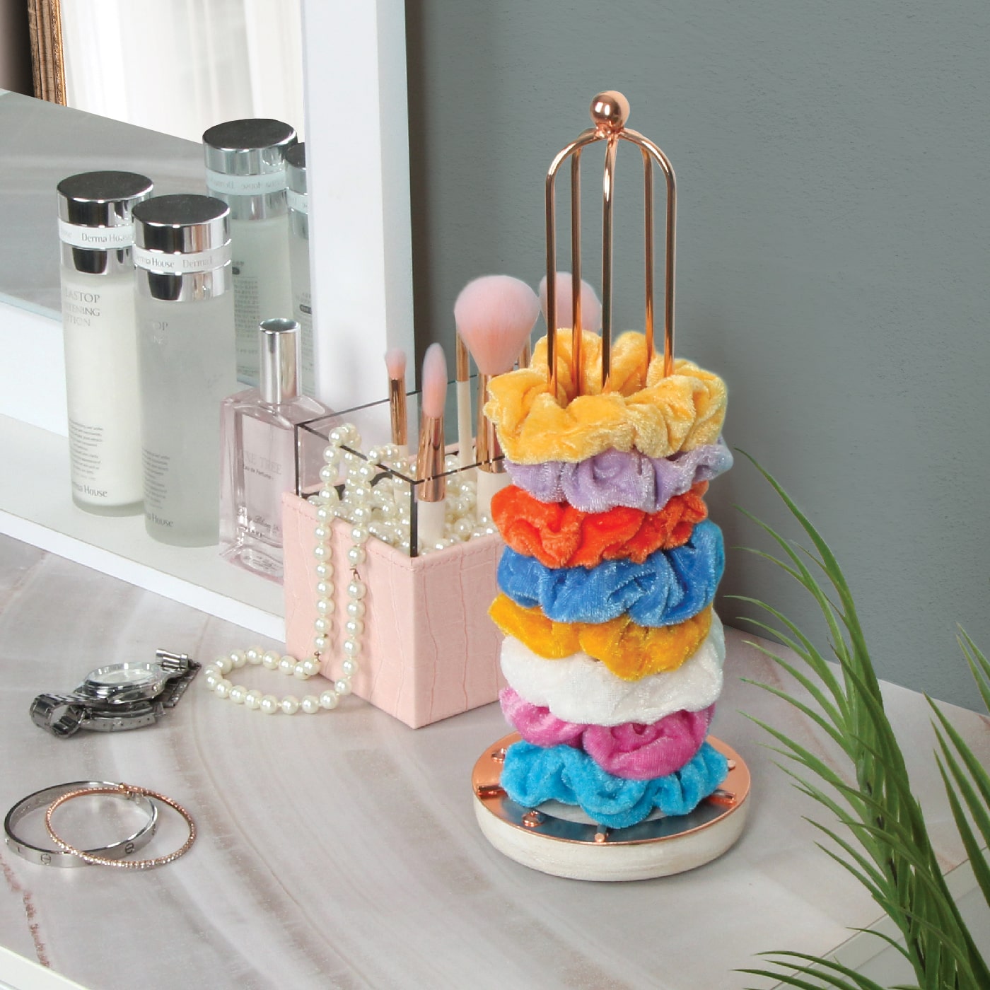 Jackcube Design porta scrunchies oro rosa base legno