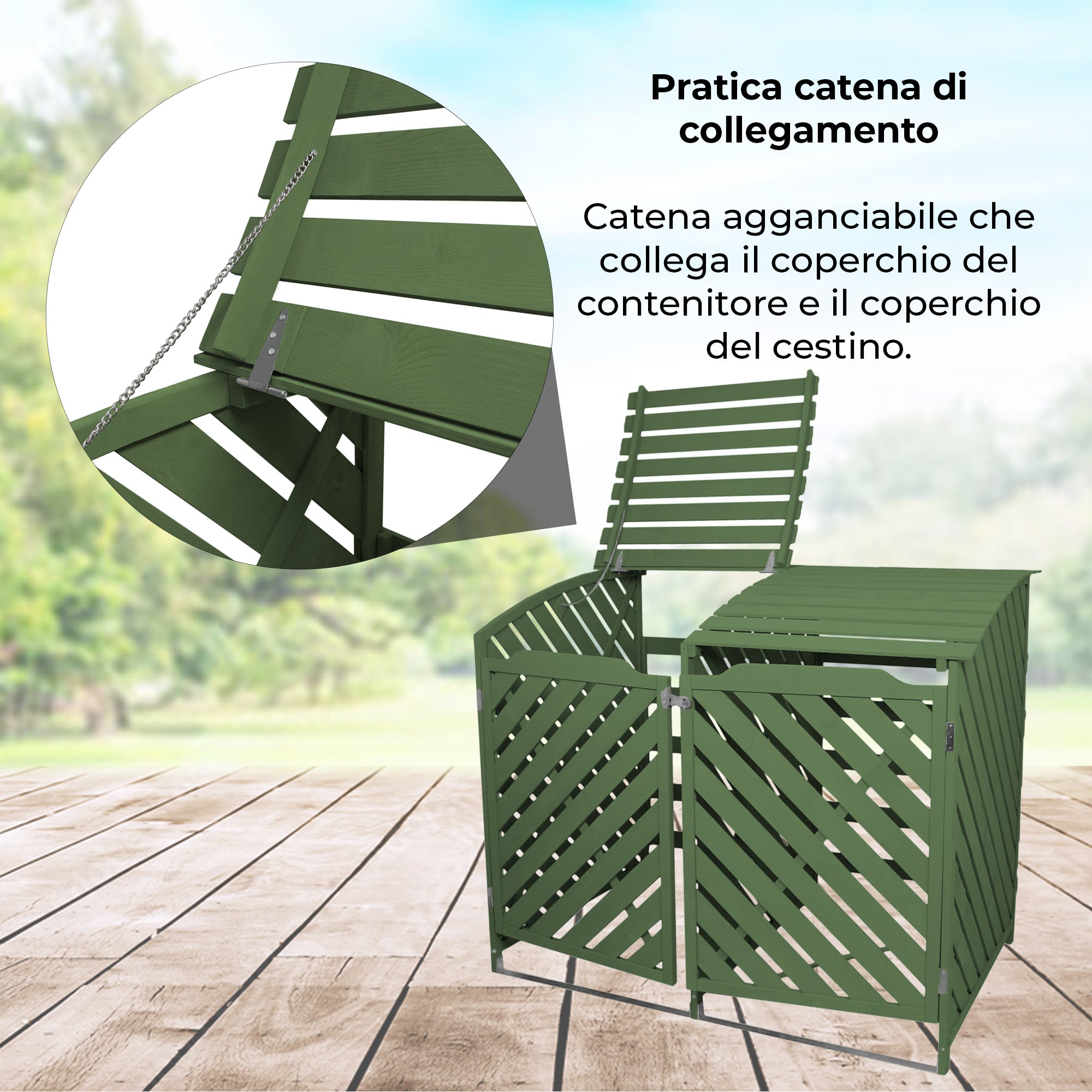 Q-Rax Copribidoni Doppio Legno Verde Salvia 2x240L