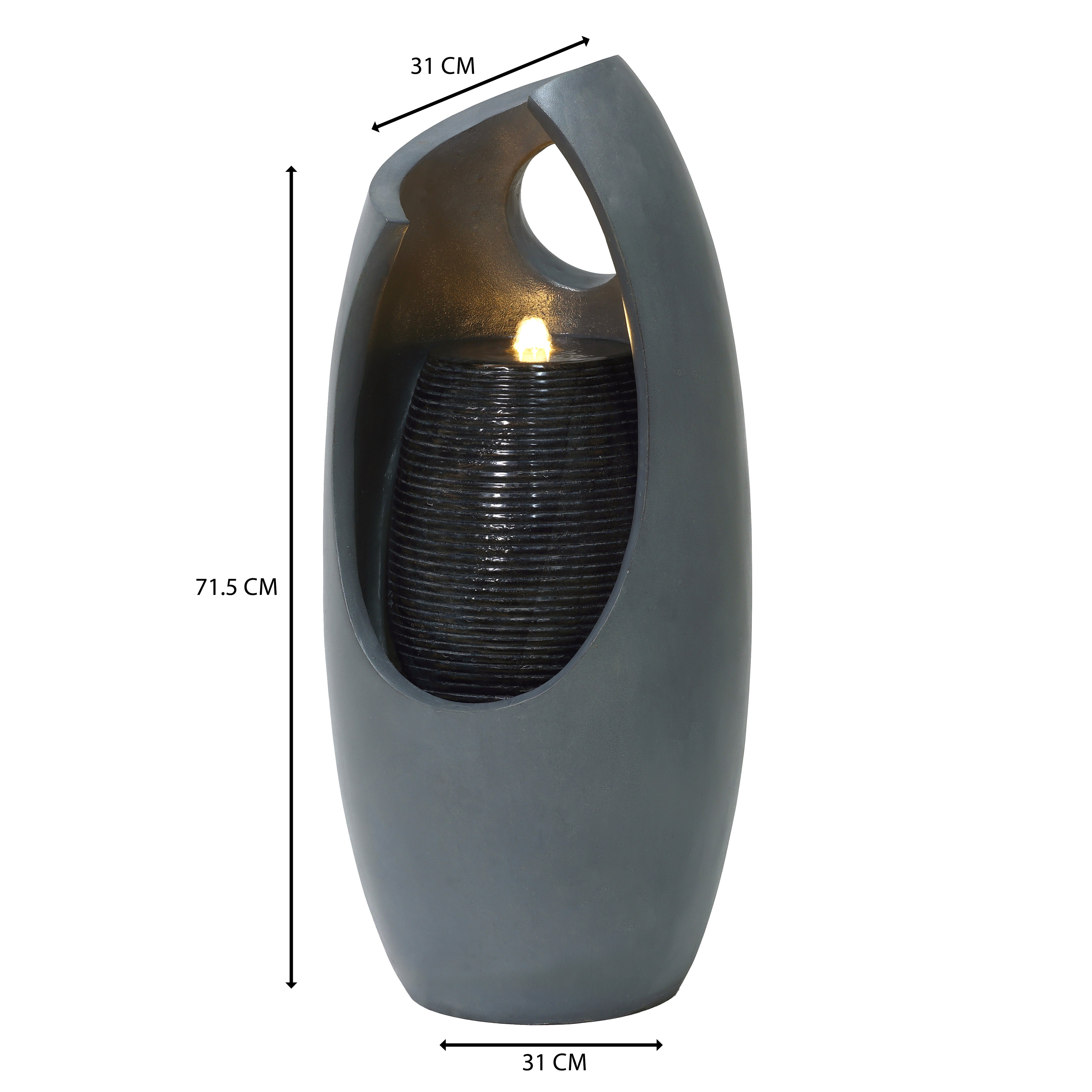 Q-Rax Radiant Falls Fontana Giardino Elettrica LED Grigia